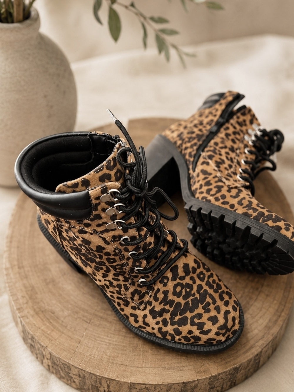 Torrid Leopard Print Lace-Up Ankle Boots Size 9 1/2